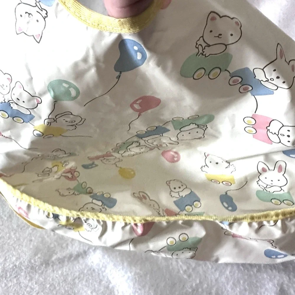 Vintage Gerber Toddler Snap On Vinyl Bib Crumb Catcher Pocket Bunny‎ Train